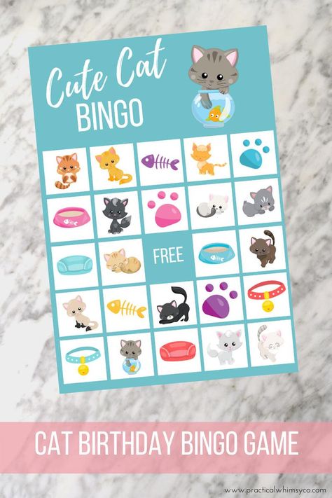 Cat birthday party game for 1st 2nd birthday Kitten BINGO | Etsy Meemeows Birthday, Cat Bingo Free Printable, Cat Birthday Games, Cat Party Activities, Cat Party Games For Kids, Cat Themed Birthday Party Games, Cat Birthday Party Games, Cat Birthday Party For Kids, Cat Favors