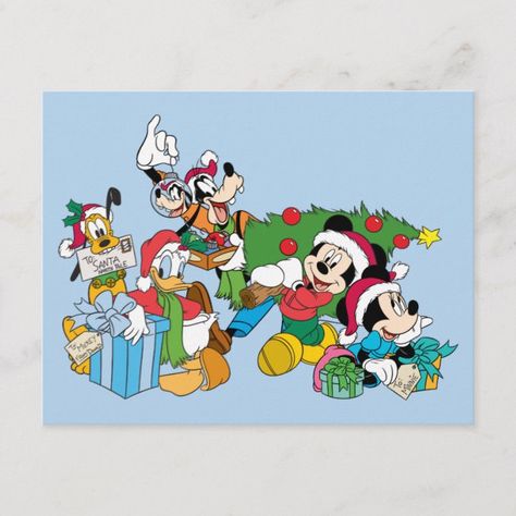 Disney Mickey Mouse Clubhouse, Christmas Tree With Presents, Minnie Christmas, Mickey Mouse Christmas, Friends Christmas, Mickey Y Minnie, Yard Decorations, Holiday Postcard, Holiday Poster