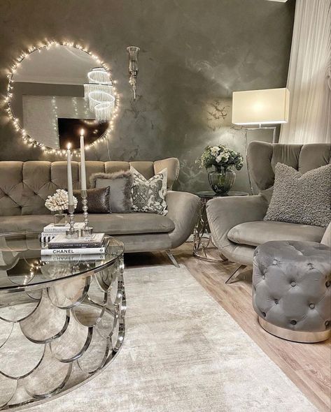 Modern Glam Living Room, Romantic Living Room, Glam Living Room Decor, Modern Apartment Living Room, Elegant Living Room Decor, Living Room Decor Colors, Glam Living Room, Living Room Design Decor, Living Room Decor Cozy