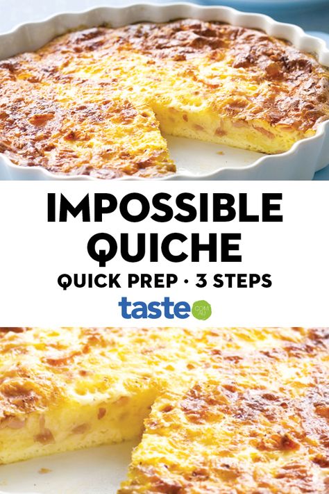 Quiche Dinner, Quiche Recipes Crustless, Impossible Quiche, Ham And Cheese Quiche, Quiche Recipes Easy, Cheese Quiche, Slices Recipes, Quiche Recipes, Breakfast Brunch Recipes