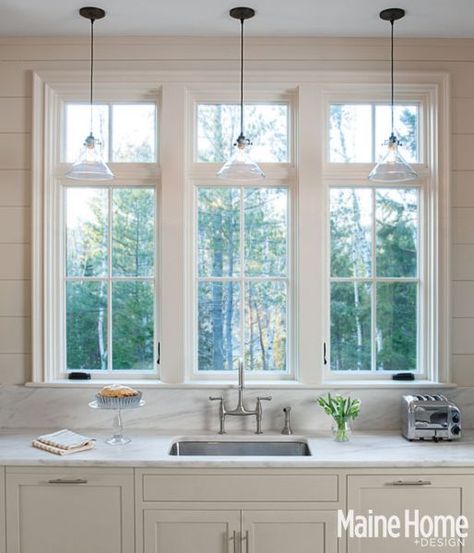 Architecture & Interior design by   Banks Design Associates  www.Banksdesignassociates.com Window Over Sink, Kitchen Sink Window, Kitchen Redo, Kitchen Window, Counter Tops, Kitchen Remodel Idea, White Cabinets, Country Kitchen, Kitchen Lighting