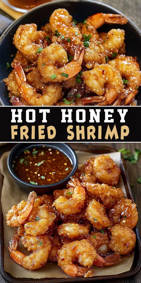 🌶️🔥 This Spicy & Sweet Hot Honey Fried Shrimp is the perfect blend of crispy, spicy, and sweet! Made with juicy shrimp coated in a hot honey glaze, it’s a guaranteed crowd-pleaser. Ready in just 20 minutes, this easy recipe will impress your guests! 🍤🍯 #HotHoneyShrimp #SeafoodLovers #EasyRecipe #ShrimpRecipe #SpicySweet #FriedShrimp #FoodieFaves Jalapeno Shrimp Recipes, Party Shrimp Recipe, Sesame Shrimp Recipes, Hot Honey Shrimp Recipes, Honey Fried Shrimp, Spicy Fried Shrimp, Hot Honey Shrimp, Steamed Shrimp Recipe, Dynamite Shrimp