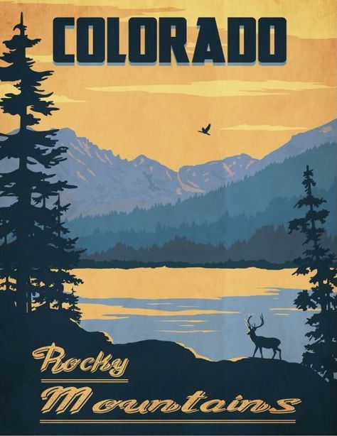 Colorado Aesthetic, Colorado Rocky Mountains, Postage Stamp Design, Colorado Art, Travel Wallpaper, Colorado Mountain, Colorado Travel, Vintage Travel Poster, Mountain Print