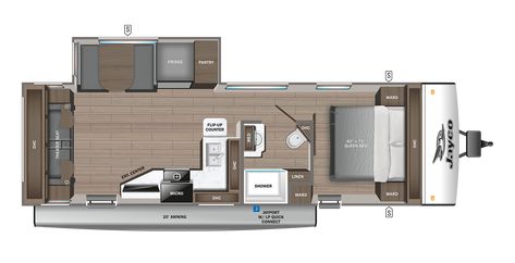 Jayco RV 2023 Jay Feather 26RL. Review specifications that come with this travel trailer. Light Travel Trailers, Jayco Rv, Outside Grill, Jay Feather, Goodyear Tires, Light Travel, Tv Bracket, Roof Vents, I Beam