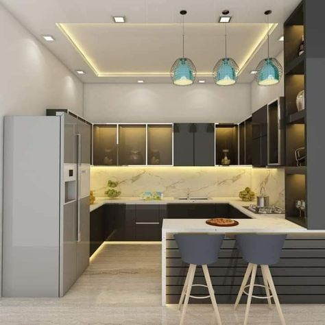 Indian Kitchen Pantry Design, Semi Open Kitchen Design, Modular Kitchen Design Indian, Indian Kitchen Design Ideas, Kitchen Design Indian, Smart Kitchen Technology, Indian Kitchen Design, Clean Kitchen Design, Semi Open Kitchen