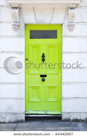 Want to paint front door lime green  not brave enough Victorian Doors, Unique Front Doors, Pink Front Door, Green Front Doors, Digital Rendering, When One Door Closes, Perfect Paint Color, Red Brick House, Kick Plate