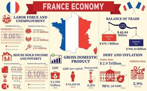 Economic Infographic, France Infographic, Economy Poster, Economy Infographic, Traditional Economy, Francophone Countries, Organization Notes, France Poster, Information Visualization