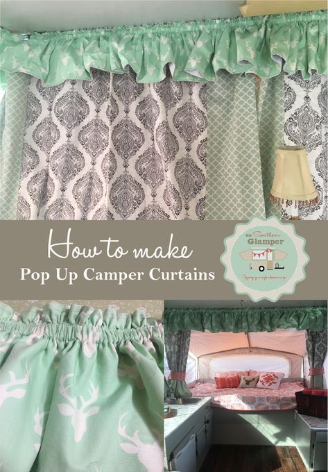 How to make pop up camper curtains for your camper or rv. Jayco Pop Up Campers, Small Pop Up Campers, Tent Trailer Remodel, Best Pop Up Campers, Pop Up Campers, Popup Camper Remodel, Camper Curtains, Pop Up Tent Trailer, Pop Up Trailer