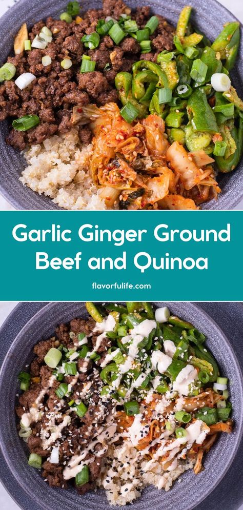 Ground Beef Quinoa Bowl, Ground Beef Quinoa Recipes, Quinoa And Ground Beef Recipes, Ground Beef And Quinoa Recipes, Ground Beef And Quinoa, Ground Beef Quinoa, Ground Beef Bowls, Ground Beef Dinner Ideas, Beef Dinner Ideas