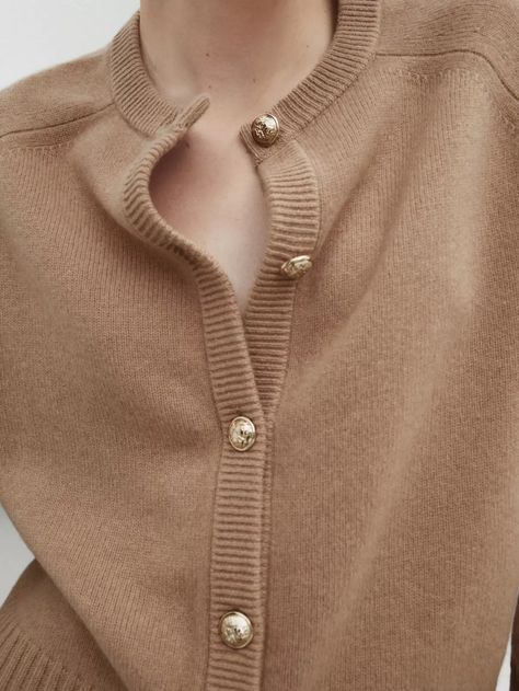 Knit cardigan made of 100% wool with buttons | Massimo Dutti UK Button Cardigan, Massimo Dutti, Knit Cardigan, Camel, Cardigans, Wool, Wardrobe, Knitting, Fabric