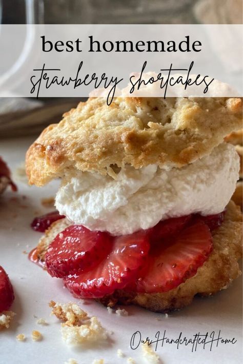 Simple Strawberry Shortcake Biscuits Recipe Biscuits For Strawberry Shortcake, Strawberry Shortcake Biscuits, Blueberry Cake Donuts, Shortcake Biscuits, Homemade Strawberry Shortcake, Chocolate Chip Pecan Cookies, Shortcake Recipe, Drop Biscuits, Buttery Biscuits