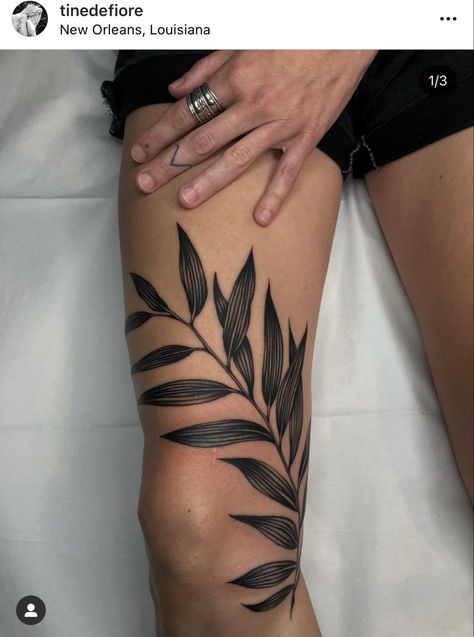 Ny Tattoo, Tattoo Real, Botanisches Tattoo, Knee Tattoos, Fern Tattoo, Blackout Tattoo, Vine Tattoos, Plant Tattoo, Leg Tattoos Women