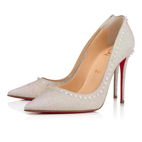 Christian Louboutin Shoes Outfit, Christian Louboutin Outfits, Louboutin Online, Louis Vuitton Shoes Heels, Silver Glitter Heels, Heels Outfits, Christian Louboutin Heels, Christian Louboutin Women, Spike Heels