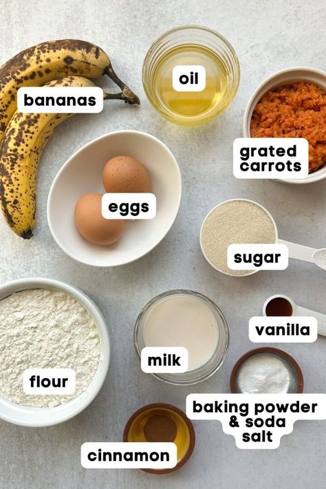 Carrot Muffins Easy, Banana Carrot Bread, Healthy Carrot Muffins, Healthy Banana Recipes, Carrot Muffin Recipe, Banana Carrot Muffins, Banana Baby Food, Ripe Banana Recipe, Banana Muffins Easy