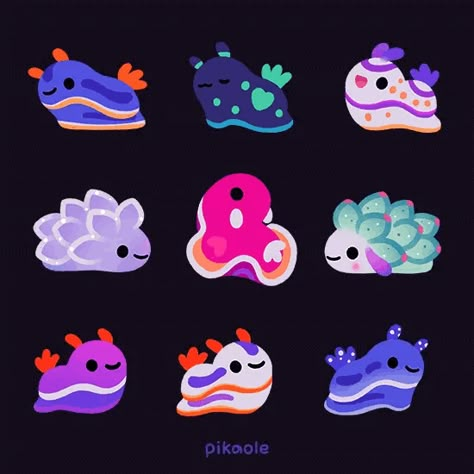 Creatures Drawing, Sea Creatures Drawing, Sea Creatures Art, Slime Rancher, Sea Slugs, Cute Kawaii Animals, Sea Slug, Cute Animal Drawings Kawaii, Little Drawings