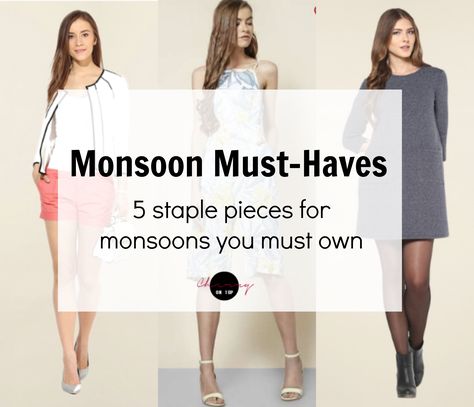 Monsoon Fashion Must-haves (Ft. TATA Cliq) Monsoon Outfits, Monsoon Fashion, Teenage Style, Fashion Wishlist, Cherry On Top, 5 Things, Staple Pieces, Fashion Lifestyle, Things That