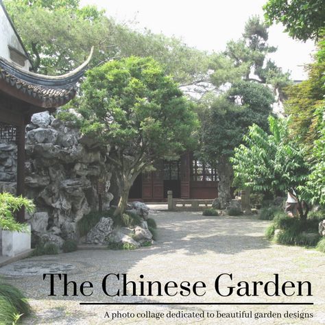 This photo collage highlights common elements of a Chinese garden. A good amount of classical Chinese gardens have these elements, and they are part of what defines the Chinese style of garden design. Chinese Garden Landscape, Chinese Garden Design, Asian Garden, Look At The Moon, Chinese Garden, Garden Elements, Garden Windows, Landscape Plan, Love Garden