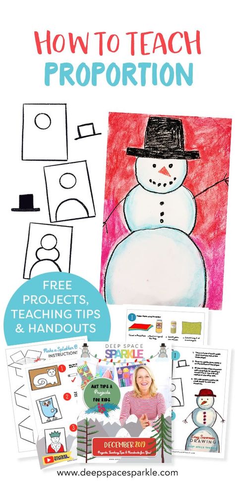 How to Teach Proportion: Snowman Project for Kids | Deep Space Sparkle Winter Art Project, Proportion Art, Creative Art Projects, Winter Art Lesson, Deep Space Sparkle, Art Project For Kids, Blue Drawings, Winter Art Projects, Classroom Art Projects