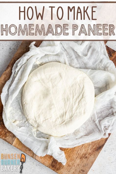 Learn how to make your own homemade paneer with just 3 ingredients. Come learn the step-by-step easy process to making your own fresh cheese at home! Make Paneer At Home, Homemade Paneer, Mexican Zucchini, Cheese Recipes Homemade, Grilled Paneer, Roasted Tomatillo Salsa, How To Make Paneer, Bunsen Burner, Summer Zucchini