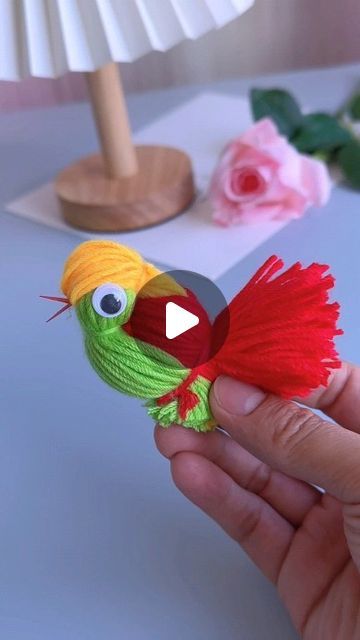 paper crafts creator on Instagram: "Use the scraps of wool at home to make a cute little bird for your child! It's so fun  #diycrafts #parentchildcraft #handmade #homemadetoys #creativecrafts #familytime #upcycle #kidscrafts #woolcraft #craftfun" Birdseed Crafts For Kids, How To Make A Bird, Wool Birds, Wool Birds Ideas, Wool Birds Diy, Yarn Birds How To Make, Kids Crafts Birds, Bird Template, Homemade Toys