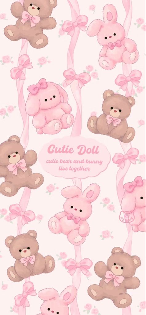 Cute Pink Teddy Bear Wallpaper, Teddy Bear Aesthetic Pfp, Cute Bear Wallpaper, Pink Wallpaper Kawaii, Pink Wallpaper Ipad, Phone Wallpapers Vintage, Rabbit Wallpaper, Teddy Bear Wallpaper, Bear Pink