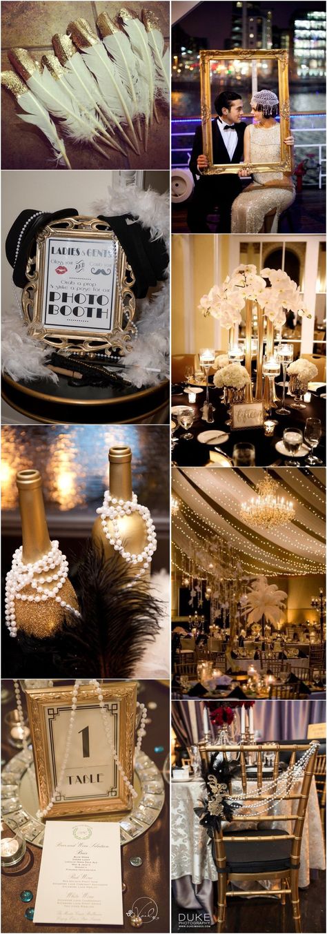 Vintage Weddings »    25 Black and Gold Great Gatsby-Inspired Wedding Ideas »   ❤️ See more:     http://www.weddinginclude.com/2017/07/black-and-gold-great-gatsby-inspired-wedding-ideas/ Gatsby Birthday Party, Gatsby Party Decorations, Great Gatsby Themed Party, Great Gatsby Theme, Prom Themes, Gatsby Themed Party, Gatsby Theme, Great Gatsby Wedding, Prom Theme