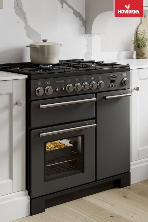 Kitchen Ideas Range Cooker, Rangemaster Cooker, Slim Range Cooker, Grey Range Cooker, Stainless Steel Range Cooker Kitchen, Esse Range Cooker, Cashmere Kitchen, Kitchen Cooker, Industrial Kitchen Design