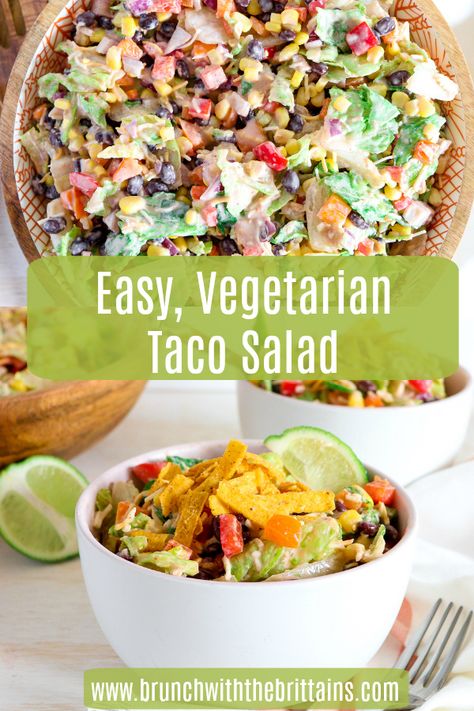 Meatless Taco Salad, Vegetarian Taco Salad, Meatless Taco, Meatless Dinners, Meatless Meals Healthy, Vegetarian Taco, Dinners Healthy, Vegetarian Tacos, Taco Pasta