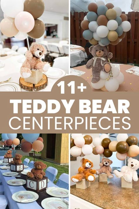 Boho Gender Reveal Party, Teddy Bear Baby Shower Centerpiece, Bear Centerpieces, Boho Gender Reveal, Teddy Bear Centerpieces, Baby Shower Oso, Teddy Bear Baby Shower Theme, Baby Shower Center, Teddy Bear Birthday Party