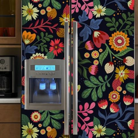 Boho Fridge, Vinyl Fridge, Refrigerator Decal, Side By Side Fridge, Refrigerator Wrap, Fridge Makeover, Fridge Wrap, Fridge Decals, Refrigerator Wraps