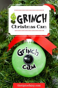 Grinch Cam Ornament, Grinch Ornament Svg, Grinch Crafts To Sell, Diy Grinch Christmas Ornaments, Grinch Ornaments Diy How To Make, Grinch Crafts Diy Dollar Tree, Diy Santa Cam, Grinch Diy Decorations, Grinch Cam