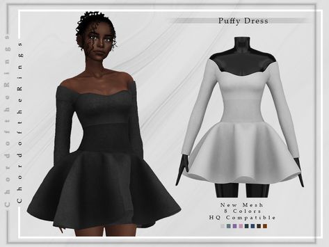 The Sims Resource - Puffy Dress D-202 Dress Sims 4 Cc, Sims Wedding, The Sims 4 Female Clothing, Zombie Christmas, Vip Dress, Sims 4 Decades Challenge, Poofy Dress, Vampire Zombie, Witch Vampire