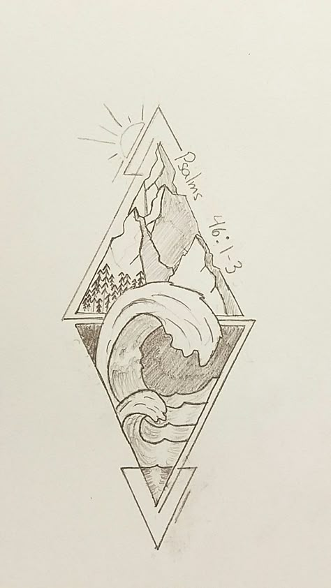 Berg Tattoo, Serpent Tattoo, Geometric Mountain, Ocean Tattoos, Strength Tattoo, Mountain Tattoo, Waves Tattoo, Tattoo Meaning, Geometric Triangle