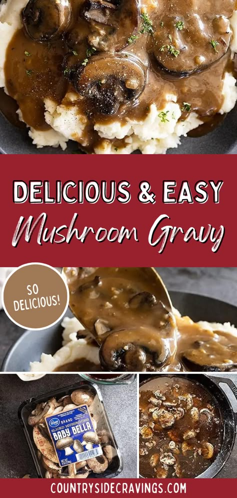 Gravy For Steak And Mashed Potatoes, Mushroom Gravy Recipe For Steak, Mushroom Brown Gravy Recipe, Brown Mushroom Gravy Recipe Easy, Beef Mushroom Gravy, Mushroom Gravy For Steak, Homemade Mushroom Gravy, Mushroom Gravy Recipe Easy, Quick Gravy Recipe