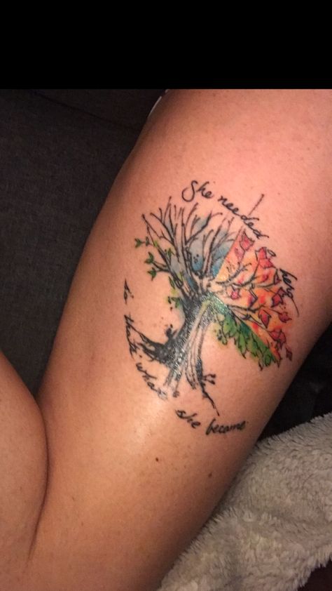 4 Seasons Tree Tattoo, 4 Season Tattoo, Seasonal Tattoos, 4 Seasons Tattoo, Four Seasons Tattoo, 4 Season Tree, Season Tree, Watercolor Trees, Animals Artwork