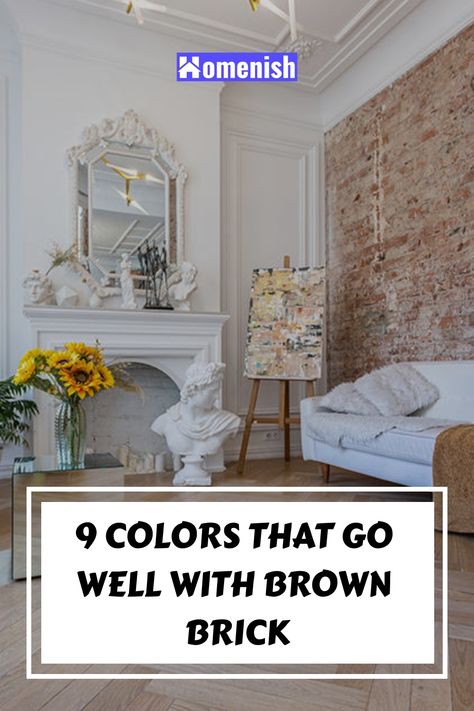 Brown brick is a classic and versatile material that can be used to create a variety of looks, from traditional to modern. When choosing colors to pair with brown brick, it's important to consider the overall style of your home and the desired effect. In this article, we'll explore 9 colors that go well with brown brick, so you can create a look that is both stylish and harmonious. Paint Colors With Brick Wall, Living Rooms With Brick Walls, Red Brick House Interior, Living Room With Brick Wall, Accent Paint Colors, Brick Wall Living Room, Brick Feature Wall, Red Brick Fireplaces, Brick Room