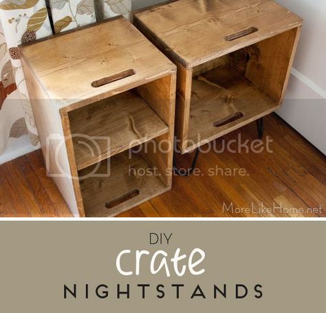 Crate Nightstand Diy, Diy Night Stands, Diy Night Stand, Nightstand Diy, Crate Nightstand, Nightstand Plans, Diy Crate, Crate Diy, Diy Nightstand