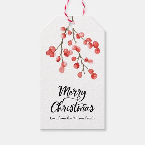 Personalized Christmas Holly Berry Tags Gender: unisex. Age Group: adult. Whimsical Christmas Decor, Christmas Gift Tags Personalized, Christmas Bookmarks, Card Making Templates, Merry Christmas Love, Christmas Card Art, Custom Ribbon, Watercolor Christmas Cards, Holly Berry