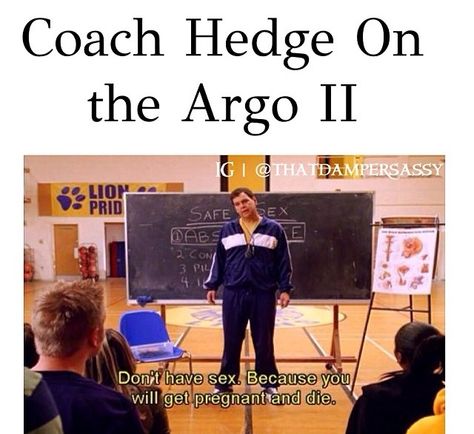 DON'T BE A HYPOCRITE COACH HEDGE! HOW BOUT YOU GIVE YOURSELF THIS TALK! I JUST HOPE YOUR WIFE DOESN'T DIE! AS YOU CAN ALL SEE I REALLY LOVE COACH AND MELLIE! COMMENT IF YOU LOVE THEM TOO! Coach Hedge, Camp Jupiter, The Stables, Percy And Annabeth, Trials Of Apollo, Percy Jackson Memes, Rick Riordan Books, The Heroes Of Olympus, Uncle Rick