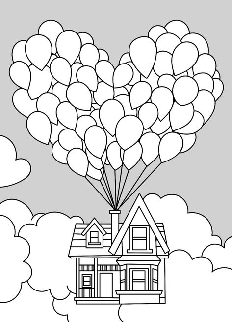 Disney Up, Detailed Coloring Pages, Cartoon Coloring Pages, Cool Coloring Pages, Coloring Book Art, Cute Coloring Pages, Animal Coloring Pages, Book Page, Diy Embroidery