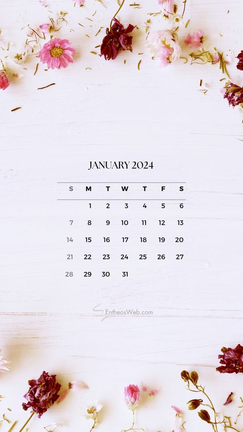 January 2024 Phone Wallpaper Calendars | EntheosWeb 2024 Phone Wallpaper, January 2024 Calendar Wallpaper, January 2024 Calendar, Creative Calendar, January Calendar, Inspirational Board, Watercolor Flower Background, Widget Ideas, Web Design Resources