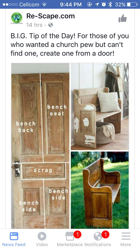 Diy Bank, Recycled Door, Door Projects, Window Projects, Apartment Patio, Diy Bench, Diy Holz, Old Door, Old Doors