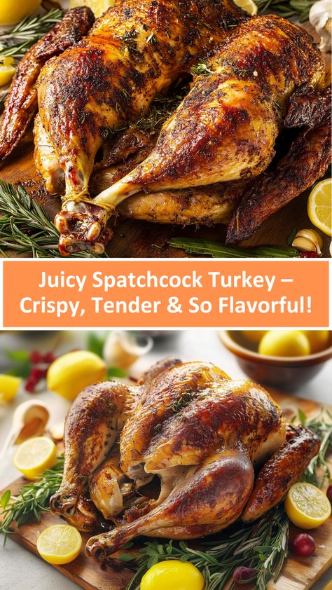 🦃🔥 Want a turkey that’s juicy, flavorful, and cooks in half the time? This Juicy Spatchcock Turkey is perfectly seasoned, roasted to golden perfection, and packed with incredible flavor! Spatchcocking ensures even cooking, crispy skin, and tender, juicy meat in every bite!

✨ Perfect for Thanksgiving, holiday dinners, or any special occasion!

📌 Save this recipe now & impress your guests with the ultimate roasted turkey!

#SpatchcockTurkey #JuicyAndFlavorful #ThanksgivingTurkey #CrispySkin #RoastTurkey #EasyHolidayCooking #QuickAndDelicious #PerfectlySeasoned #FlavorfulMeals #HolidayFeast Spatchcock Turkey, The Perfect Turkey, Perfect Turkey, Holiday Dinners, Cooking Turkey, Holiday Feast, Roasted Turkey, Thanksgiving Holiday, Oven Roast