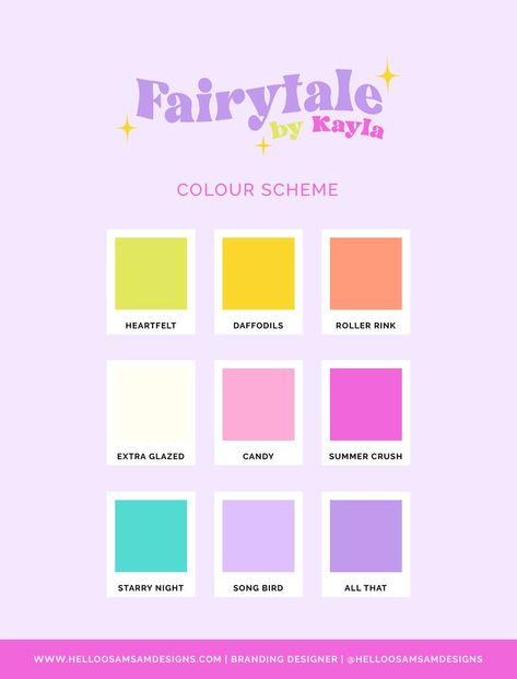 Fairytale by Kayla. Rainbow inspired color scheme. fun and bright. cute. blogger logo. Fun Brand. Bright Colors. Bright Color Palette. Brand Board. Graphic Design. Creative Services. Branding. Brand Design. Modern Design Logo Design. Professional Branding. Female Entrepreneur. color palette. feminine. Design studio for hire. Studio of designers. colourful. social assets. graphic design inspiration. brand design inspiration. graphic designer for hire. feminine aesthetic design. cute logo ideas. Rainbow Color Palette, Logo Generator, Hex Color Palette, Color Schemes Colour Palettes, Color Palette Bright, Brand Color Palette, Color Palette Design, Branding Design Inspiration, Color Inspo