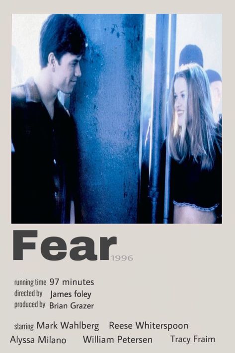 Fear Movie 1996, Fear Movie Poster, Fear 1996, Darkness Girl, Fear Movie, Cinematic Masterpieces, Alt Posters, Libra Moon, Marky Mark