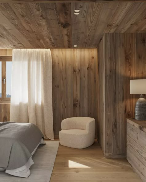 CHALETS Cabin Interiors Bedroom, Ski Chalet Interior Design, Ski Chalet Interior, Mountain House Interior, Mountain House Design, Modern Cabin Interior, Chalet Interior Design, Modern Mountain House, Modern Chalet