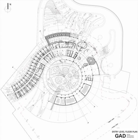 Eskisehir Hotel and Spa / GAD Architecture Curvilinear Architecture Plan, Hotel Project Architecture, Hotels Architecture, Thermal Hotel, Hotel Design Architecture, Hotel Floor Plan, Plan Architecture, Hotel Floor, Plans Architecture