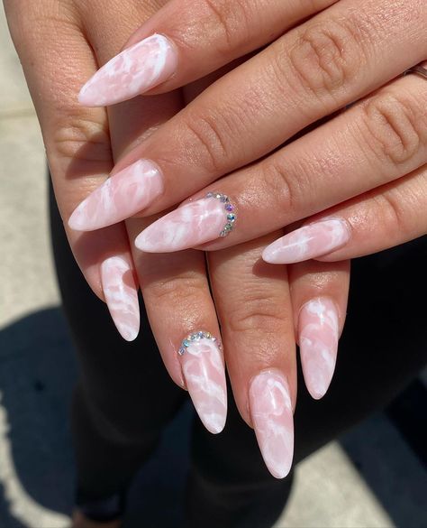 Cloudy Nails, Gemstone Nails, Nails Acrylic Pink, Acrylic Pink, Pink Marble, Nails Acrylic, Himalayan, Nails Design, My Nails