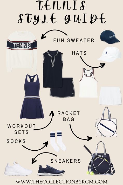 Click the link for fun tennis outfit inspiration & cute style guide! These fun pieces will have you feeling stylish and fashionable on the tennis court. These tennis outfits are perfect for spring and summer. Tennis Workout Outfit, Chic Tennis Outfit, Stylish Tennis Outfit, Wimbledon Tennis Outfit Women, Tennis Outfit Inspiration, Tennis Outfit Pants, Tennis Style Outfit, Tennis Set Outfit, Tennis Outfit Summer