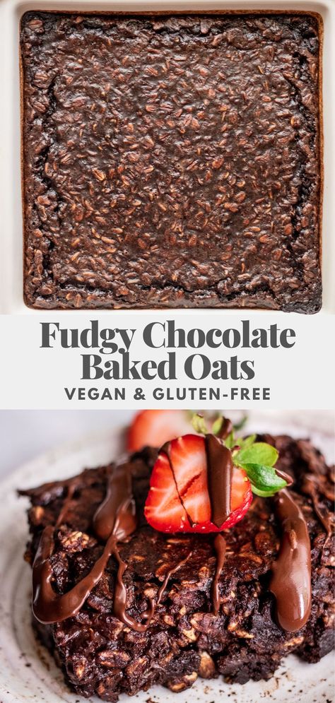 Chocolate Baked Oats that are fudgy and perfect to meal prep in advance for breakfast through the week. Easy to make, healthy and only one bowl needed. Made By Emily Recipes, Chocolate Oatmeal Breakfast, Chocolate Baked Oatmeal Recipes, Chocolate Baked Oatmeal, Baked Oats Dairy Free, Healthy Baked Oats Recipes, Baked Oats Recipe No Egg, Oat Bake, Baked Oats Without Egg